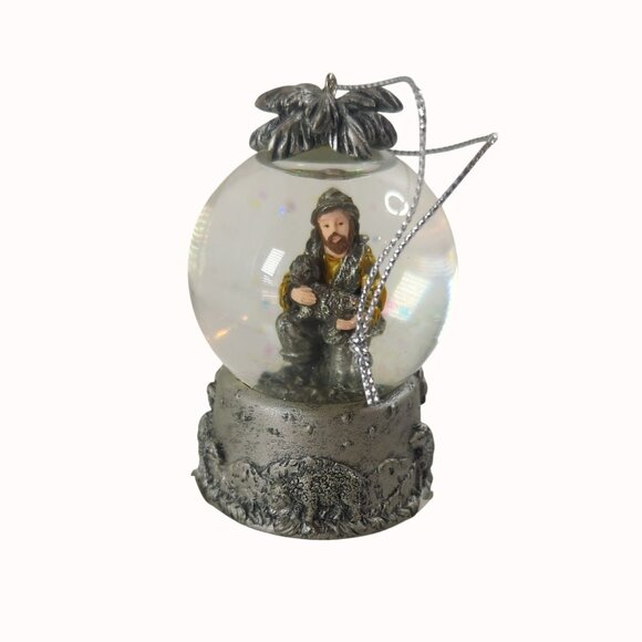 Vintage Shepherd With Lamb Nativity Hanging Snow Globe Christmas Ornament - Picture 1 of 4